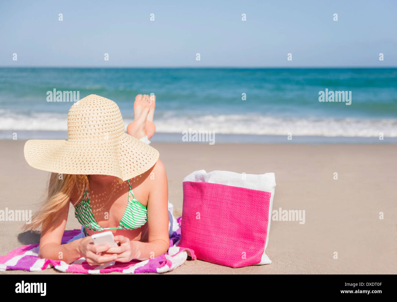Young woman on beach, Jupiter, Florida, USA Stock Photo