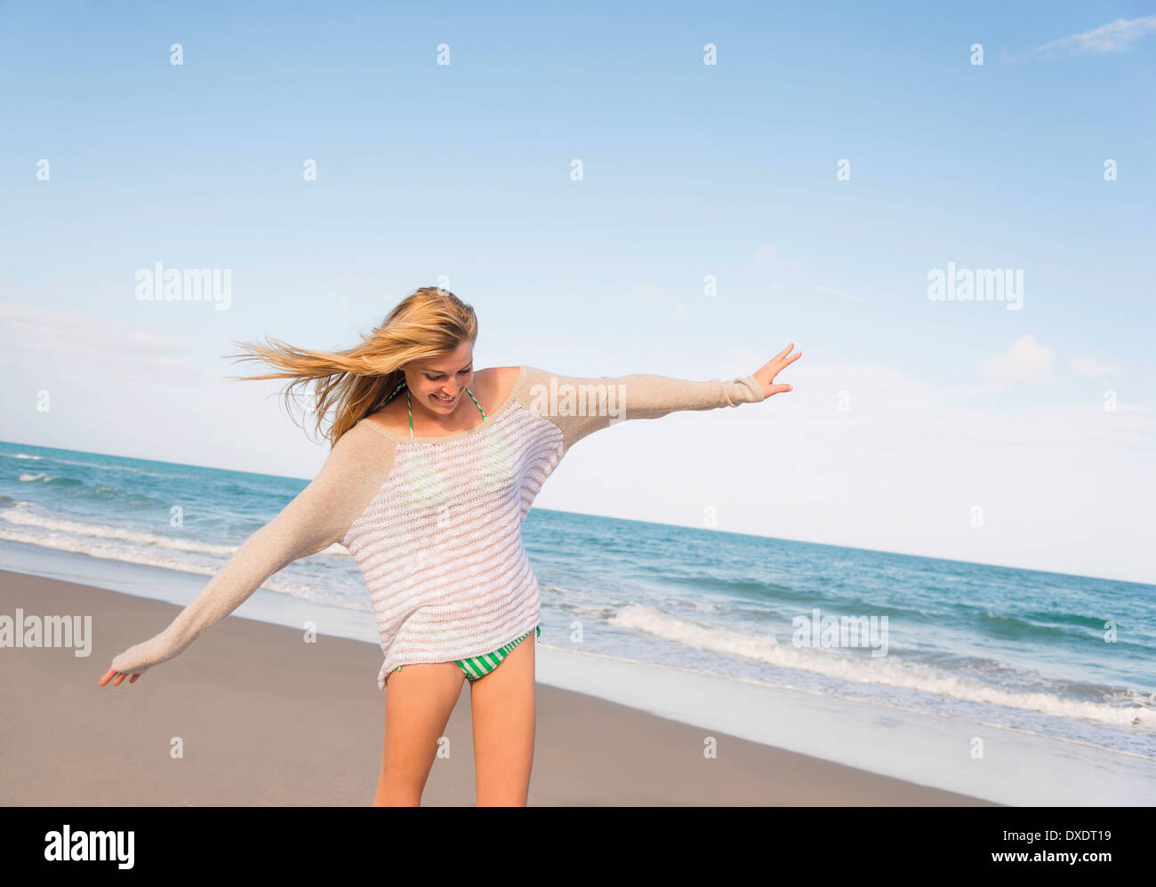 Young woman on beach, Jupiter, Florida, USA Stock Photo