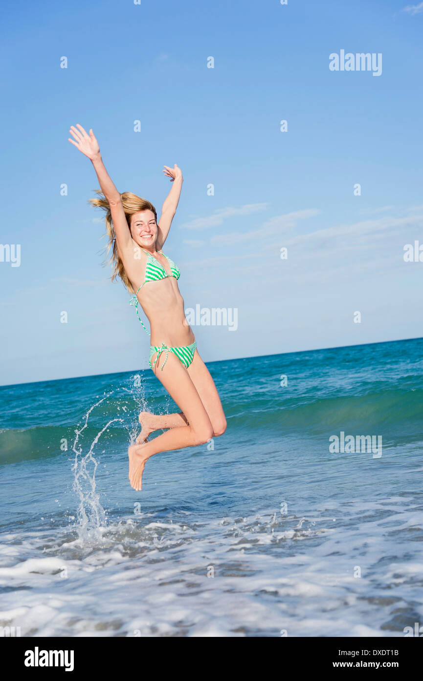 Young woman on beach, Jupiter, Florida, USA Stock Photo