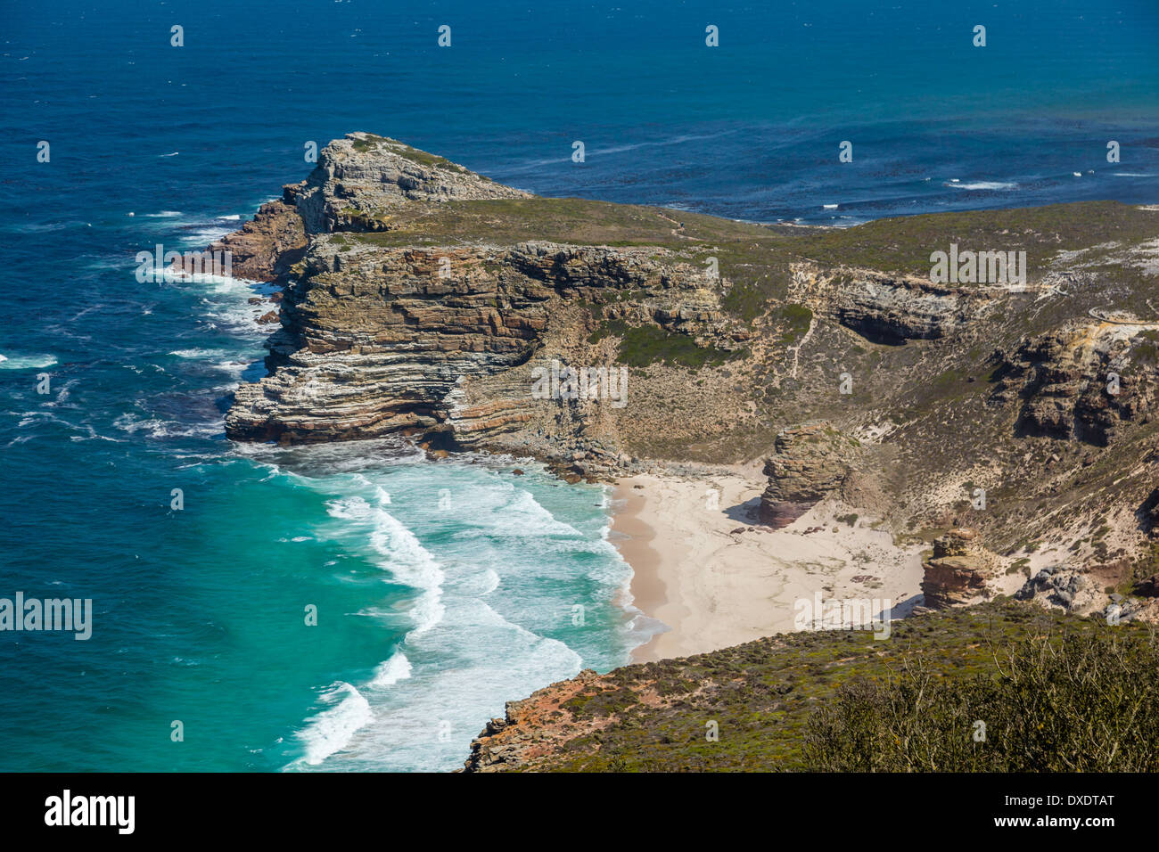 The Cape of Good Hope is a rocky headland at the south-west corner of the Cape Peninsula in South Africa Stock Photo