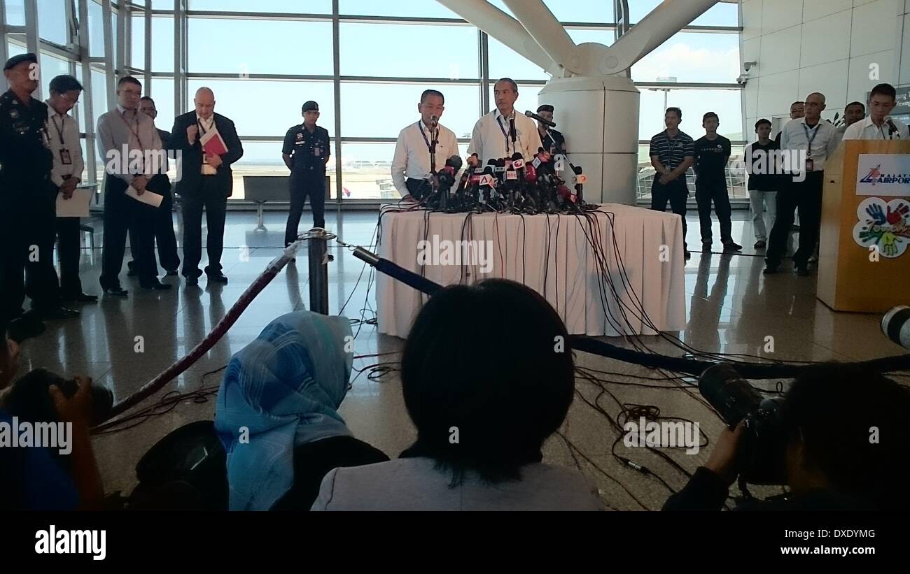 Kuala Lumpur, Malaysia. 25th Mar, 2014. The news confenrence on the missing Malaysia Airlines Flight MH370 is held in Kuala Lumpur, Malaysia, March 25, 2014. Credit:  Wang Shen/Xinhua/Alamy Live News Stock Photo