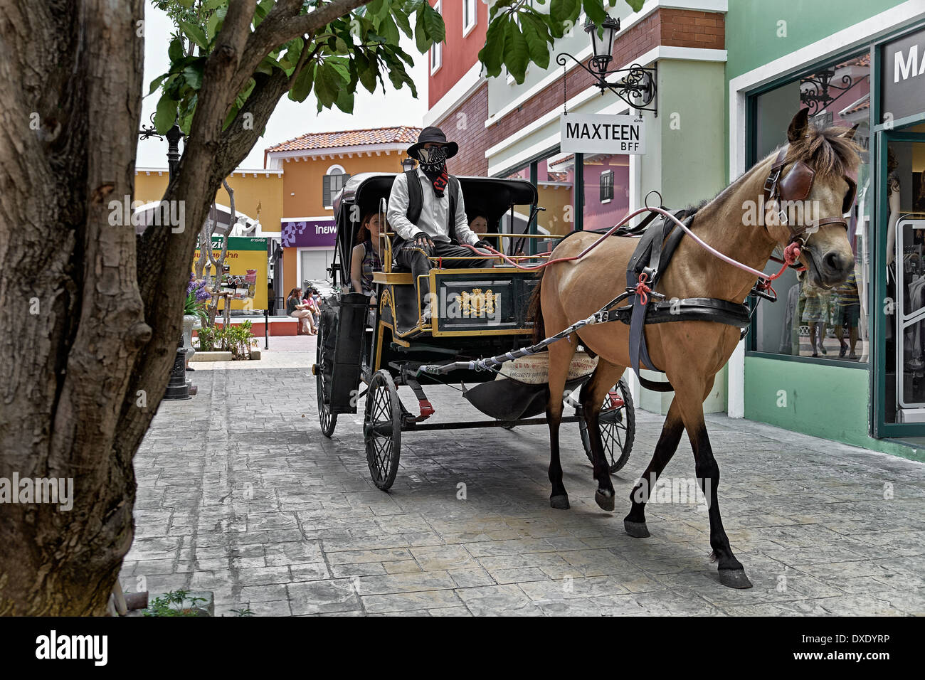 Horse and buggy tourist attraction ride. Thailand S. E. Asia Stock Photo