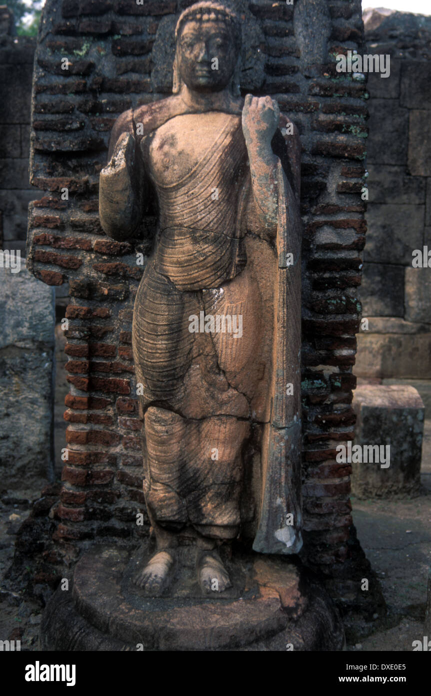 12th century standing Buddha statue Polonnaruwa, Sri Lanka Stock Photo