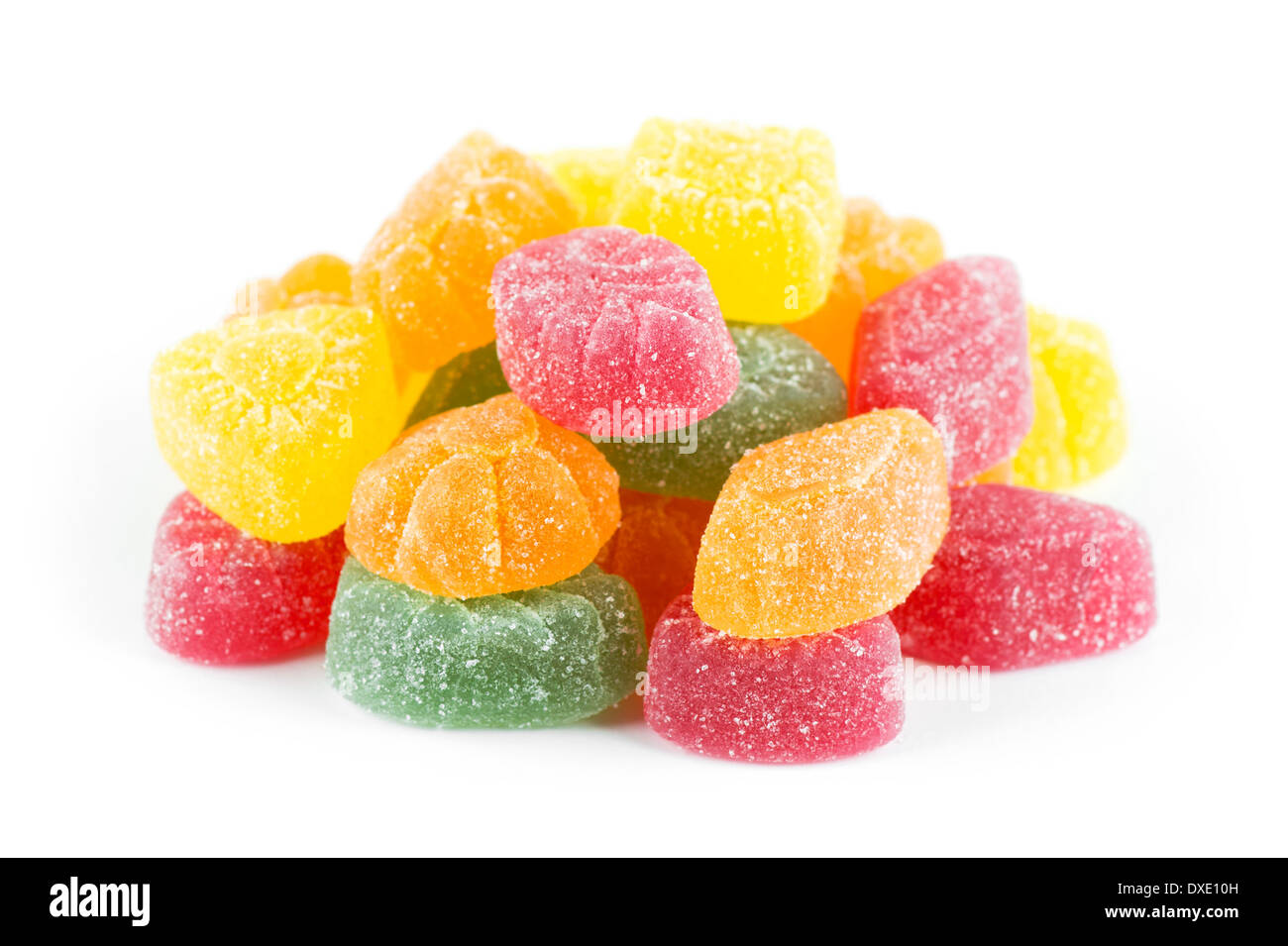 Colorful jelly candies on white background Stock Photo - Alamy