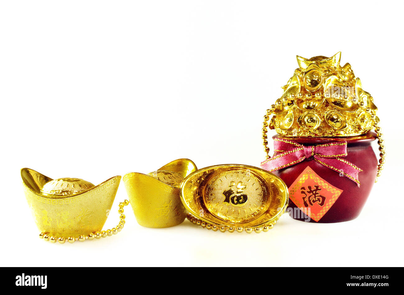 Chinese gold ingots decoration Stock Photo