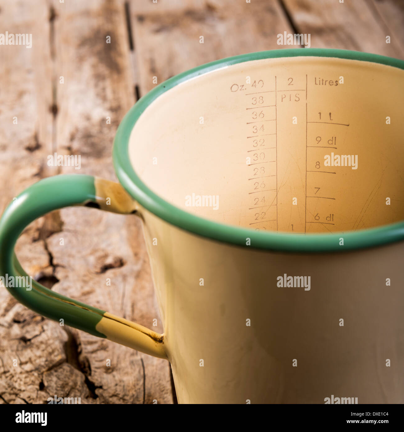 https://c8.alamy.com/comp/DXE1C4/classic-old-measuring-jug-in-vintage-colours-in-shallow-focus-on-a-DXE1C4.jpg