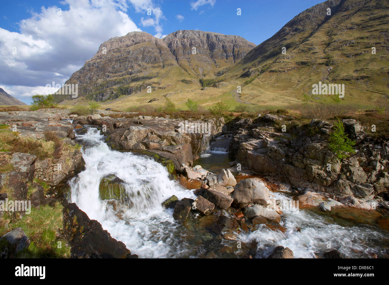 Waterfalls in the pass of Glencoe, west Highlands. Stock Photo