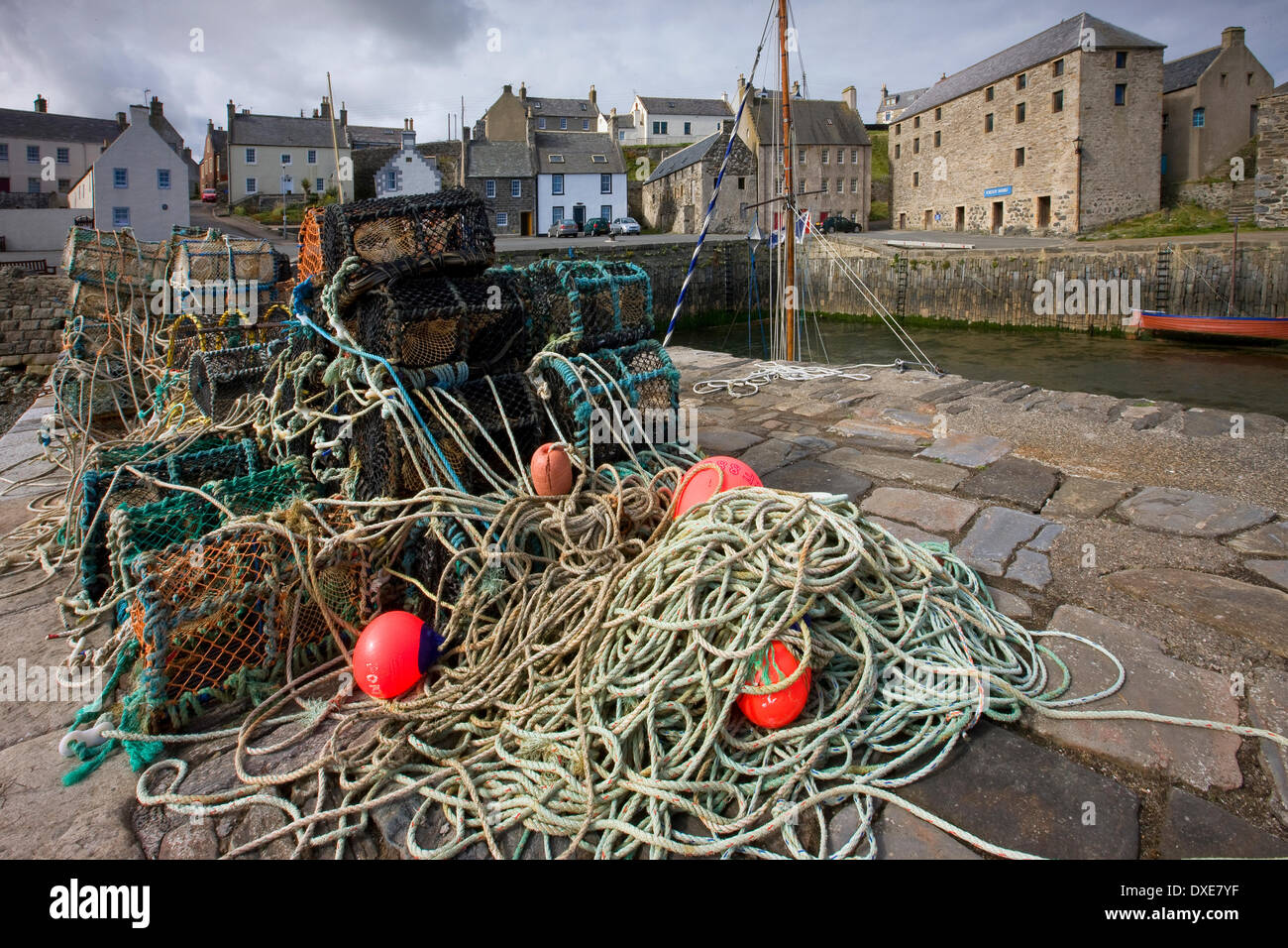 The 17th century harbour of Portsoy, Aberdeenshire Stock Photo