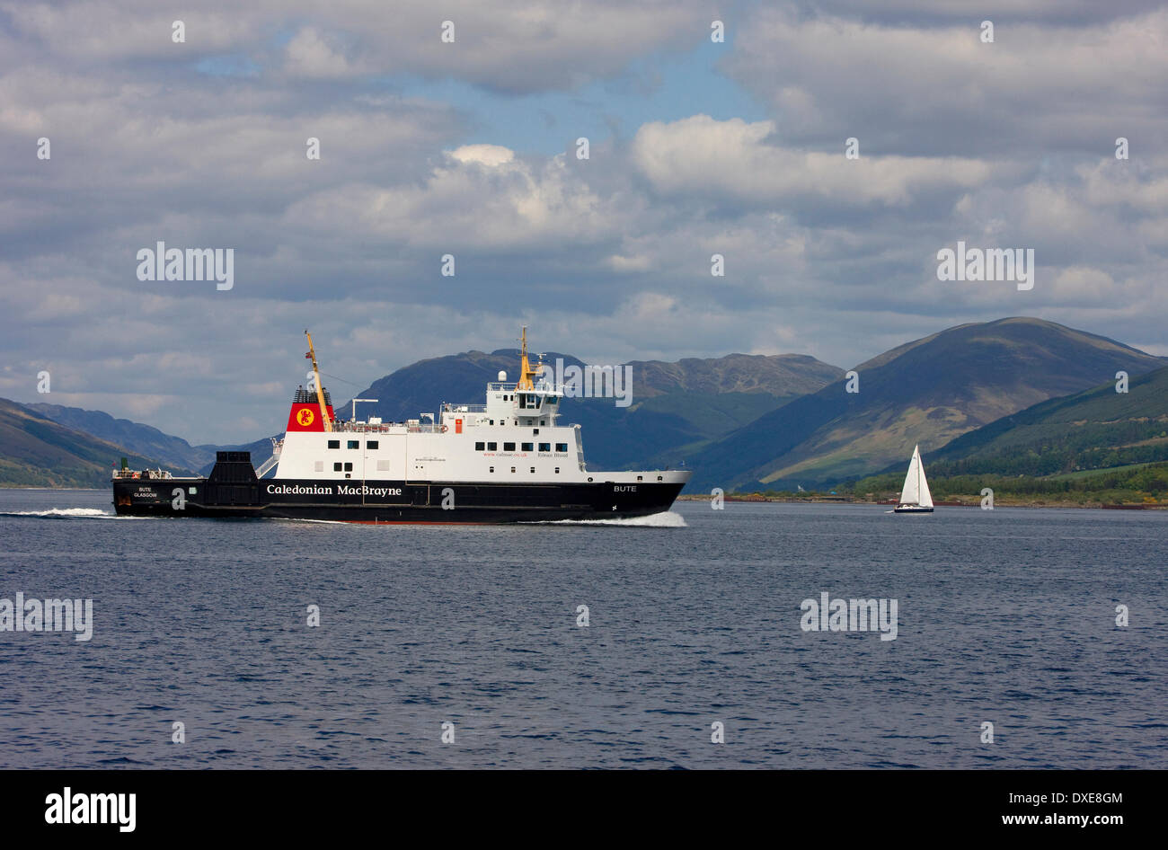 The Calmac vessel M.V.Bute shortly after departing Rothesay, Isle of Bute Stock Photo