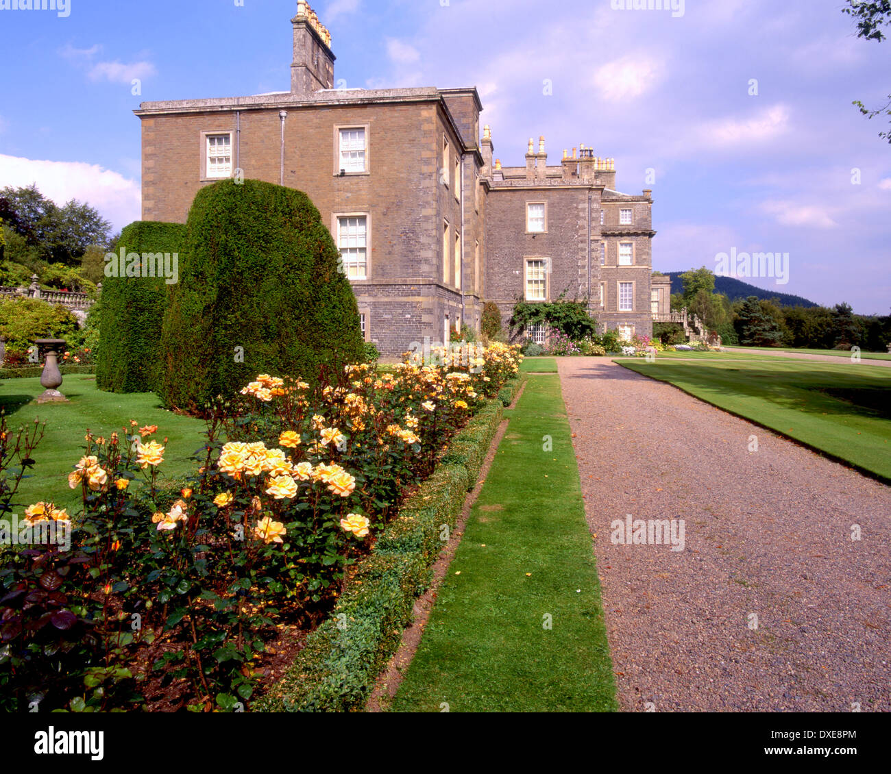 Bowhill house from Rose garden near Bowhill,Selkirk,Scottish-Borders, Stock Photo