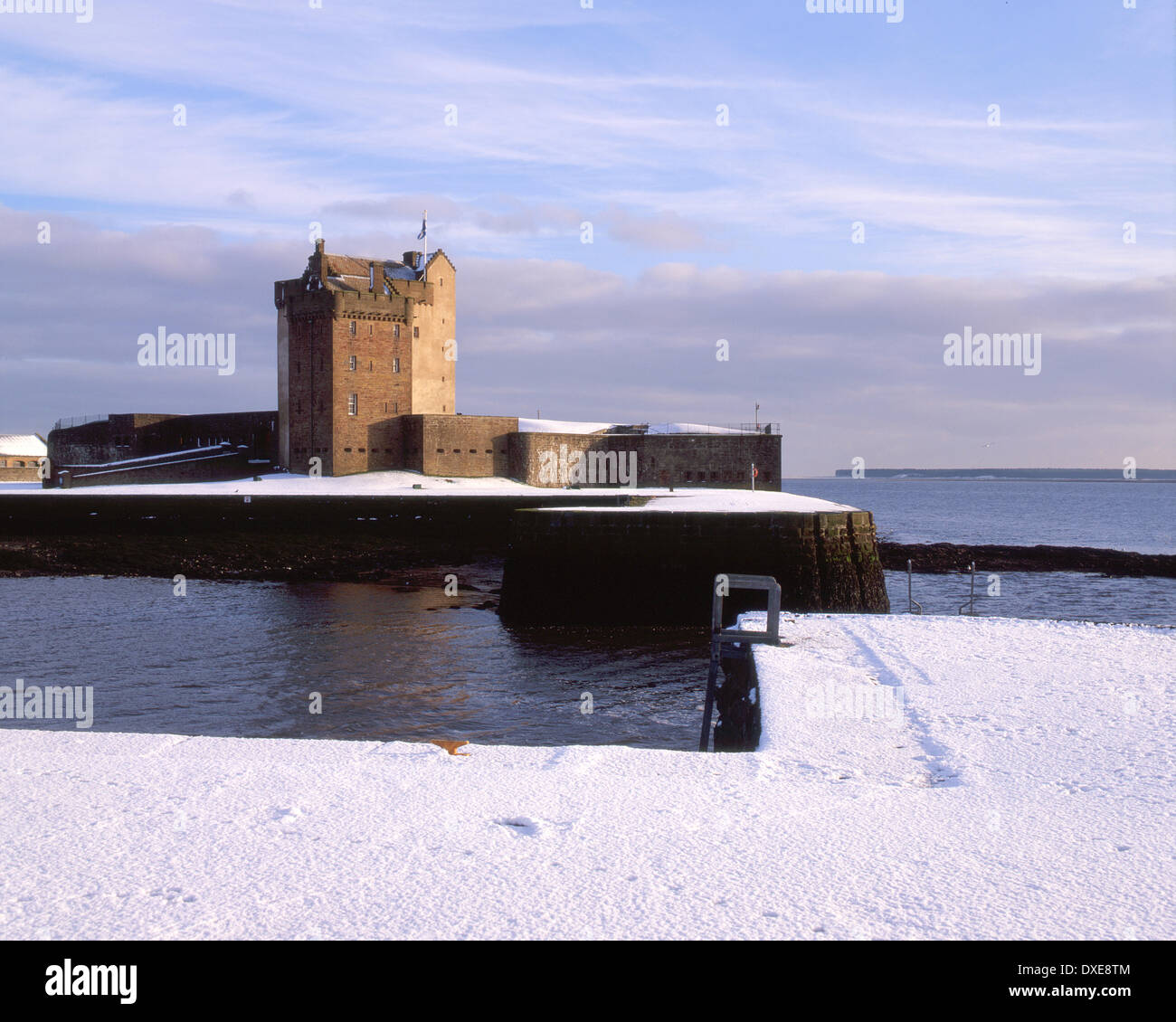 winter view of Broughty castle at broughty ferry firth of tay Stock Photo