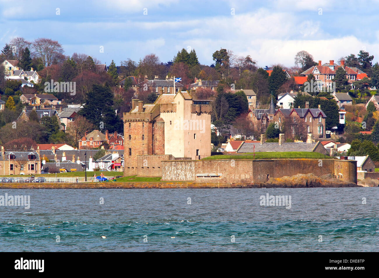 Broughty ferry castle from Tayport. Stock Photo