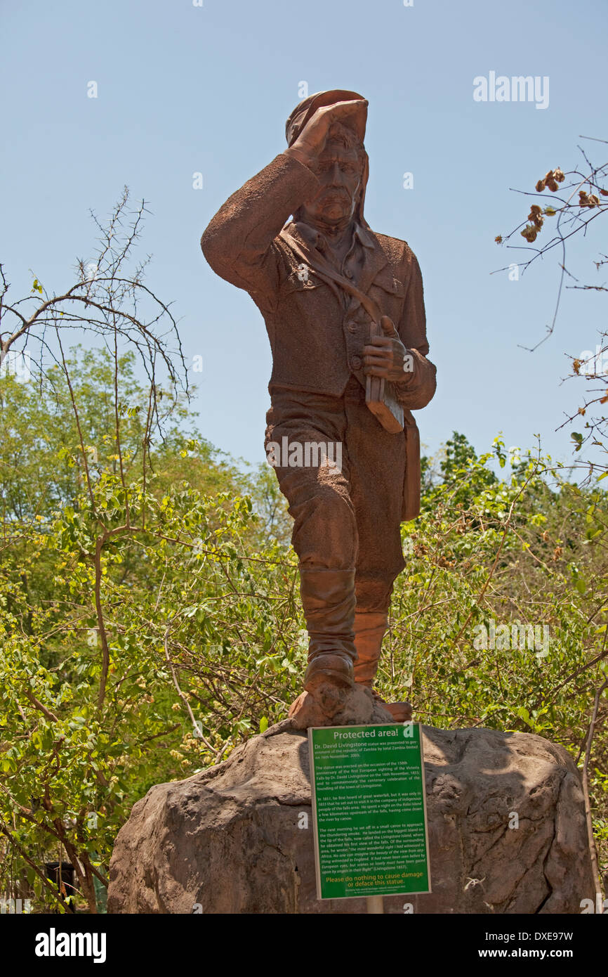 David Livingstone statue Victoria Falls Zambia Stock Photo