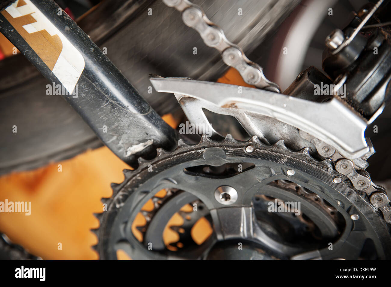 Parts of the drive bike. Gears bicycle crank mechanism Stock Photo Alamy