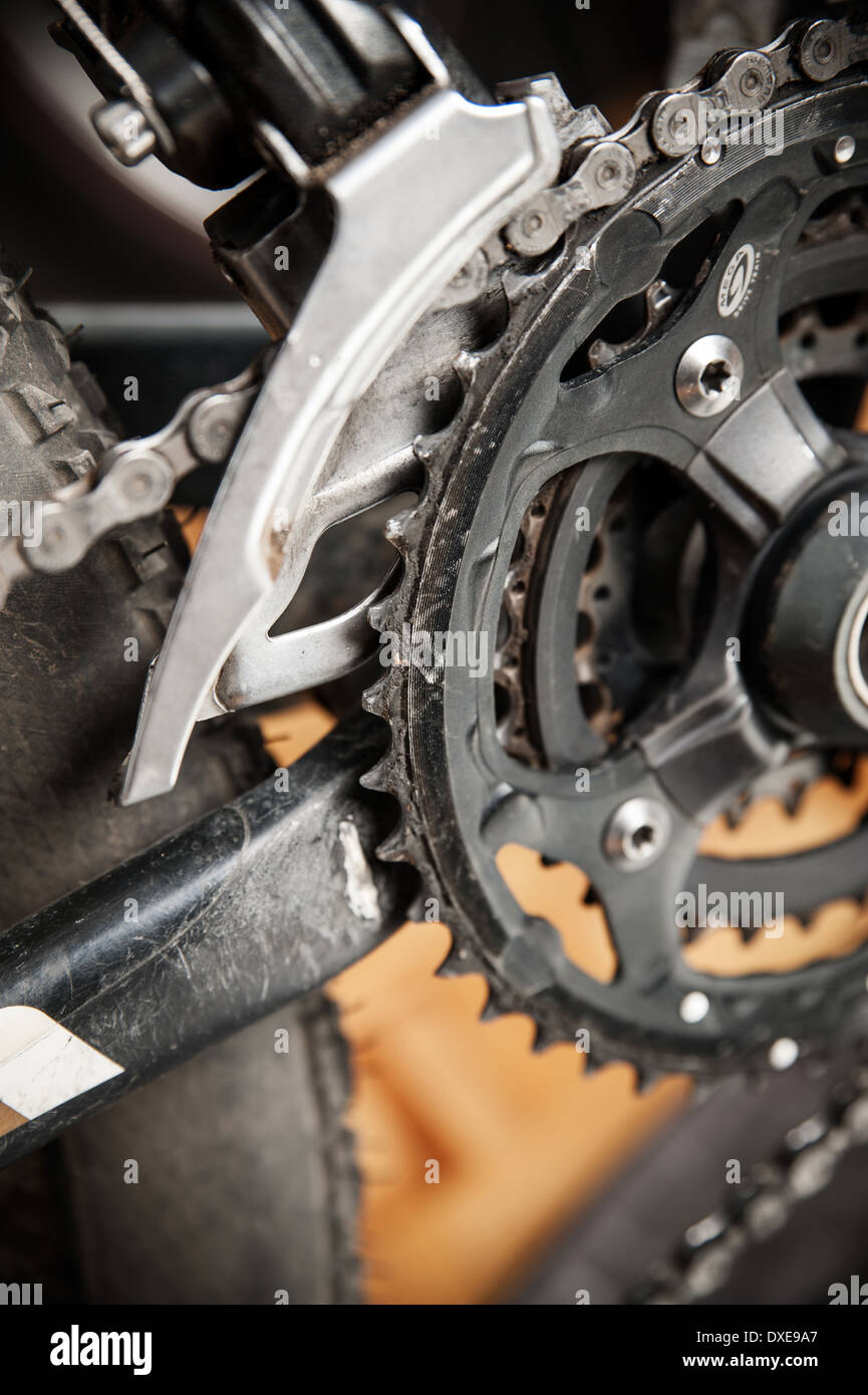 Parts of the drive bike. Gears bicycle crank mechanism Stock Photo Alamy