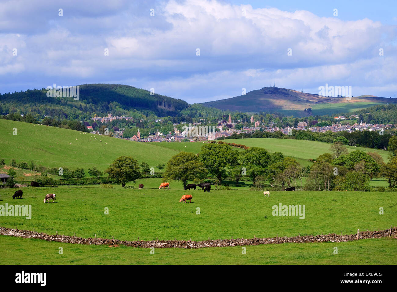 Countryside view towards he town of crieff in perthshire.scotland Stock Photo