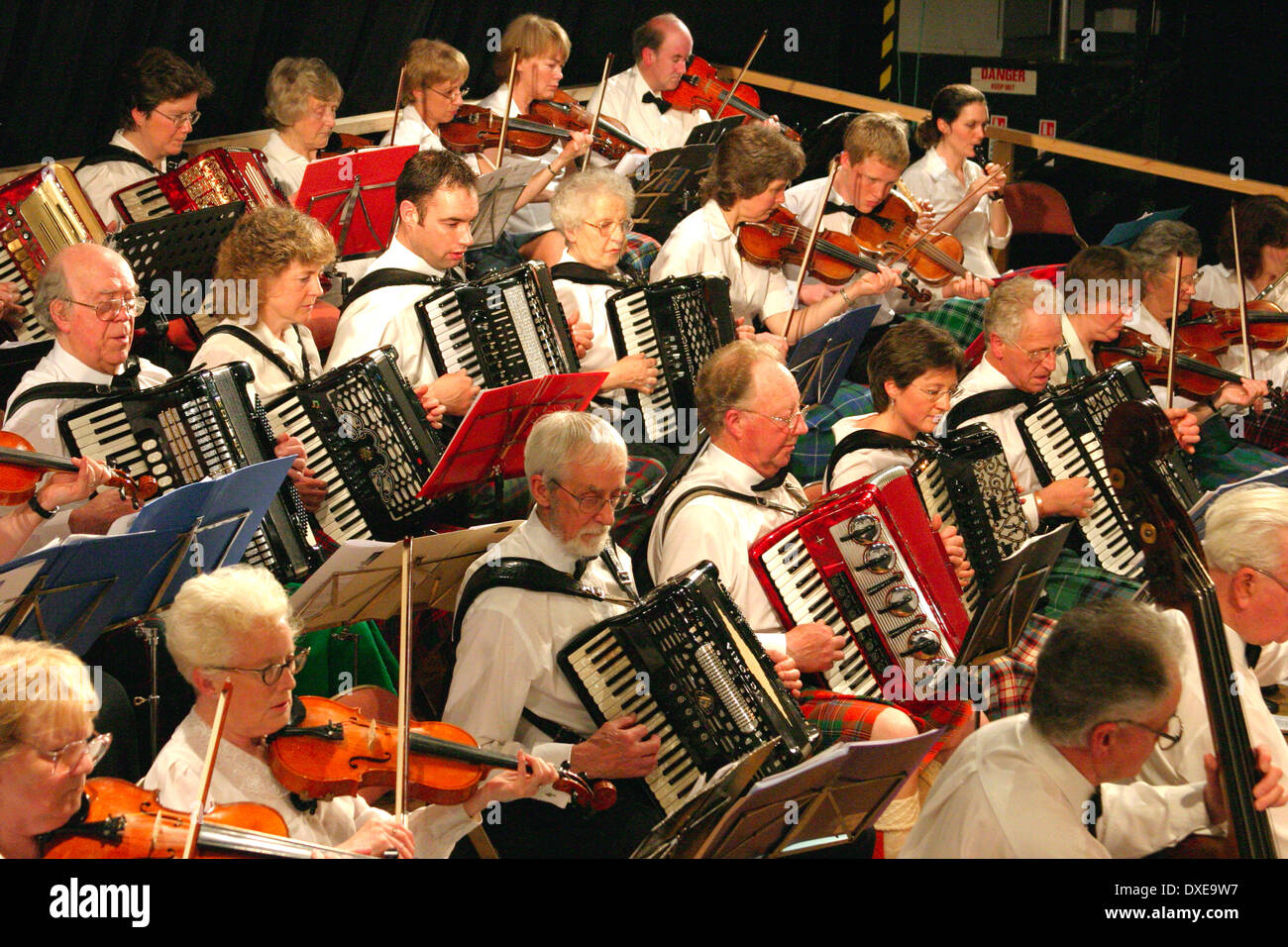 Accordian players at the fiddlers rally, Scotland. Stock Photo