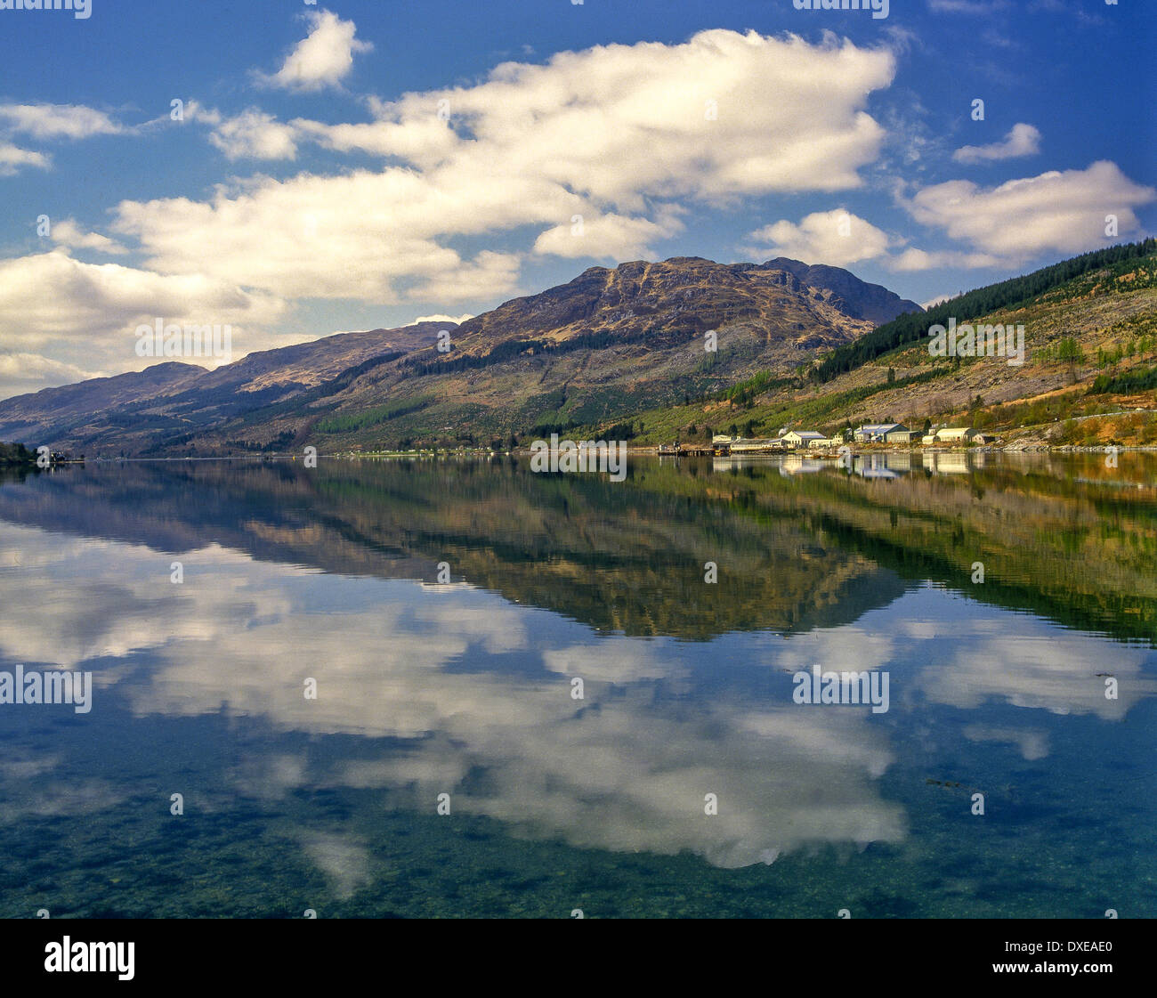 Peaceful reflections on Long Long, Arrochar Stock Photo