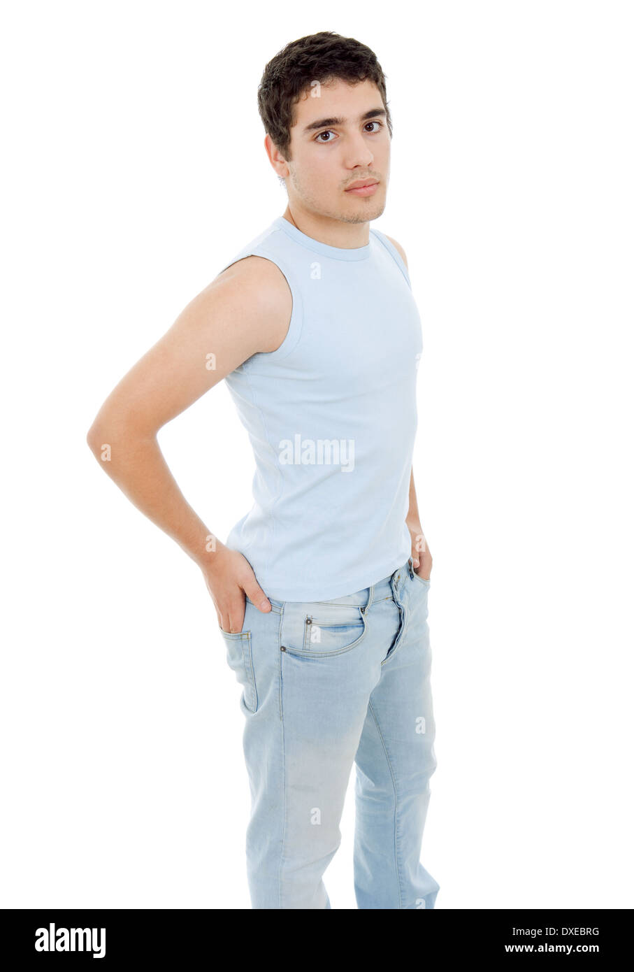 young casual man posing, isolated on white background Stock Photo - Alamy