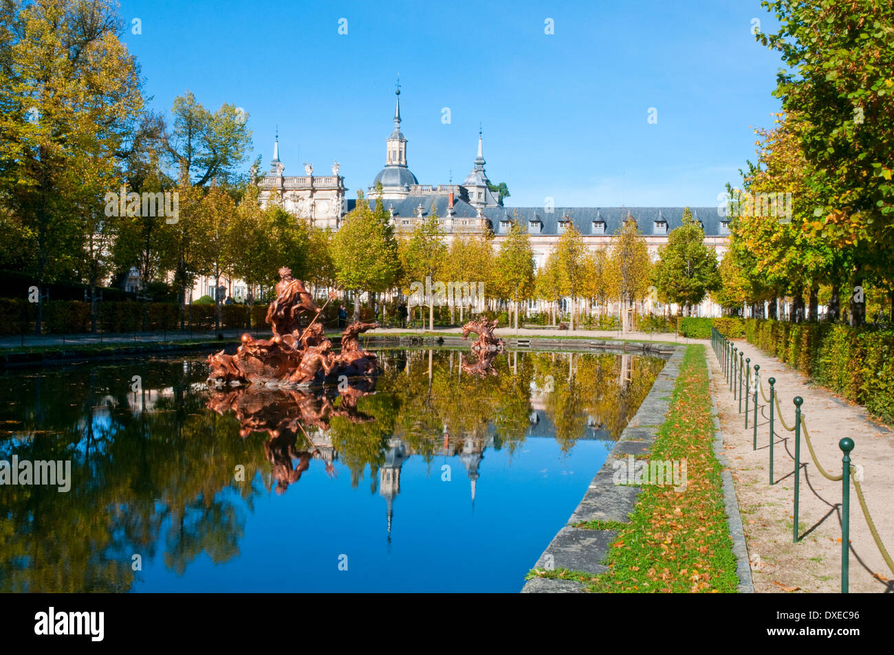 Neptune fountain and Royal Palace. La Granja de San Ildefonso, Segovia