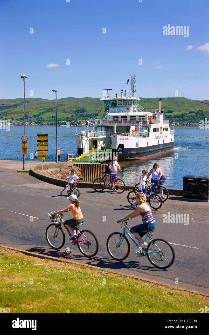 Cyclist on the Cumbrae Island, Largs Ferry, Ayrshire. Stock Photo