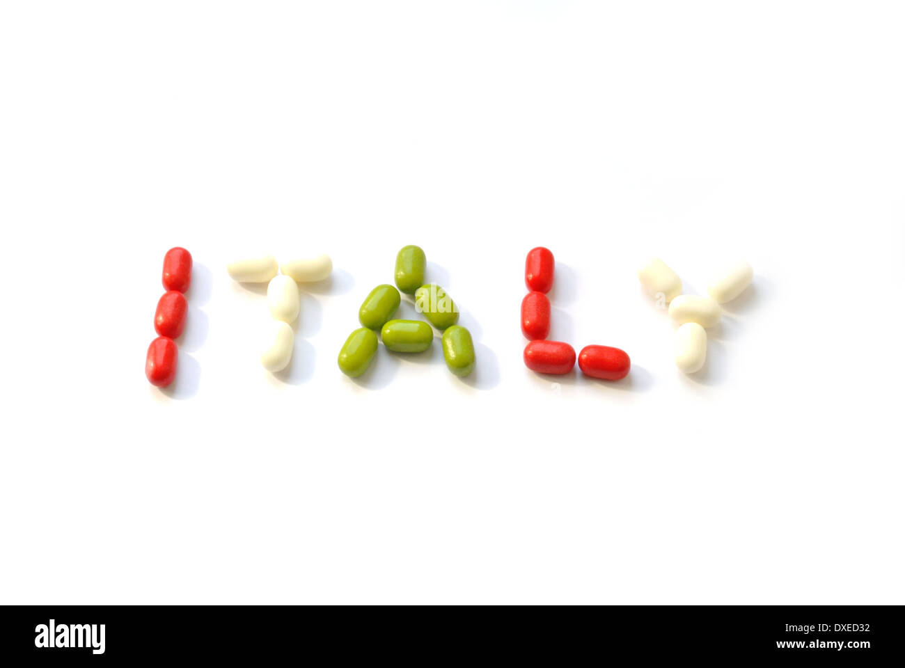 The word "Italy" written with candy Stock Photo Alamy