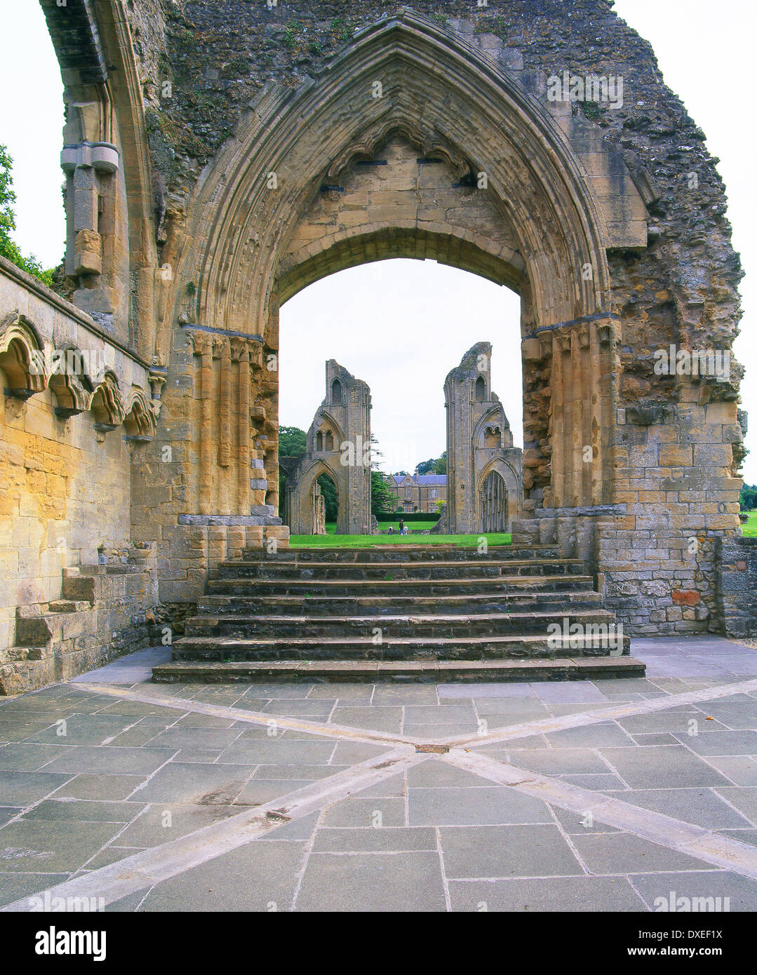 The ruins of north transept at glastonbury abbey,glastonbury,Somerset England Stock Photo
