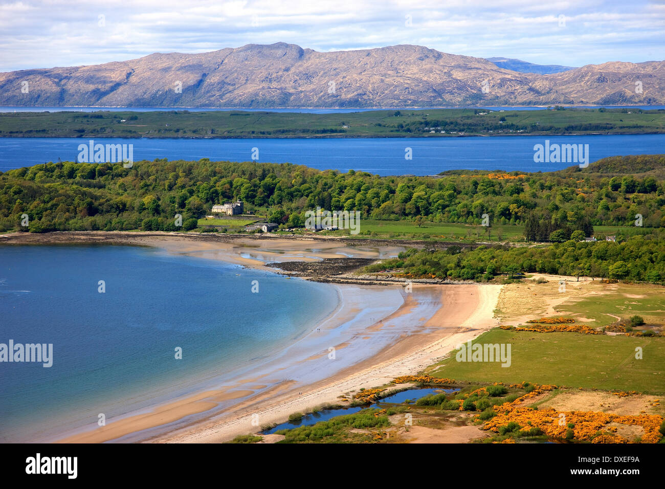 View from ben Lora towards tralee bay and lochnell castle,Benderloch,Argyll. Stock Photo
