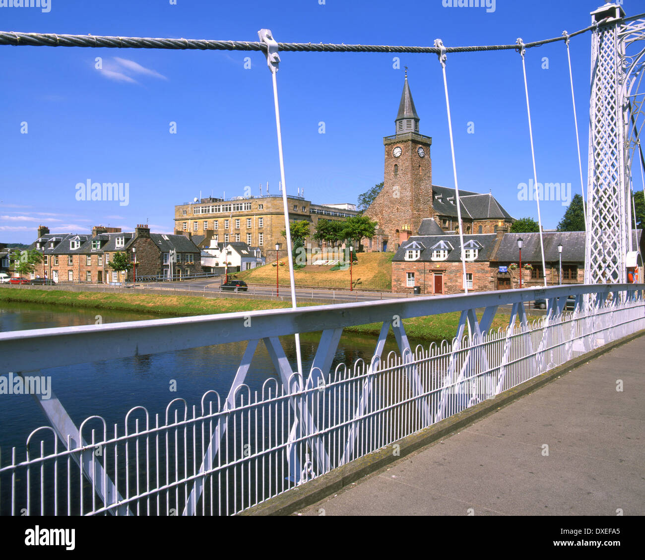 The Greig street suspension footbridge across the river ness in