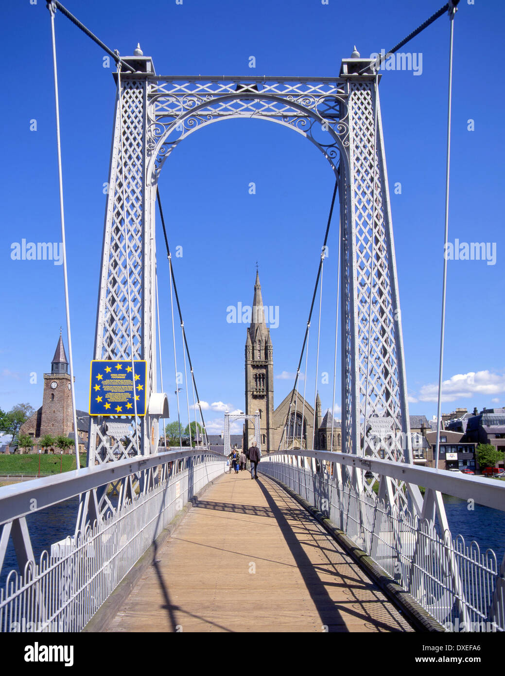 The greig street suspension footbridge across the river ness in