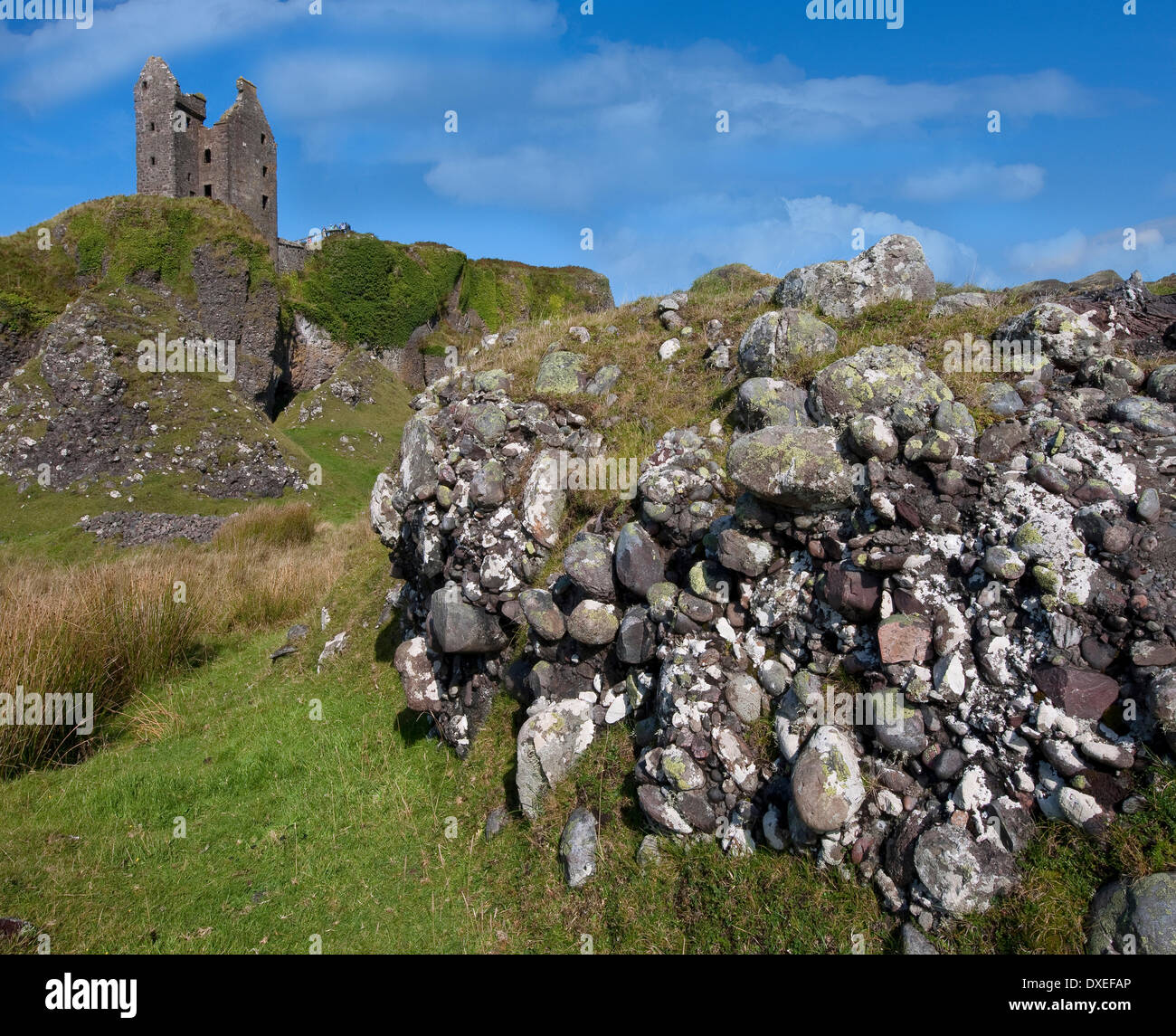 Formations of conglomerate rocks at the foot of Gylen Castle on the south tip of the island of Kerrera.Argyll Stock Photo
