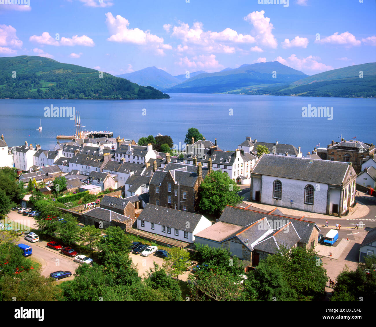 Inveraray town from the bell-tower Loch Fyne Argyll Stock Photo