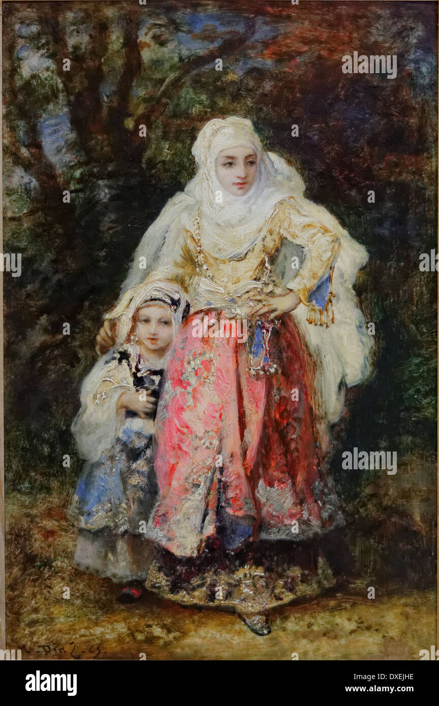 Narcisse Diaz de la Pena - Oriental Mother and Daughter - 1871 - XIX th century - Alte Nationalgalerie - Berlin Stock Photo
