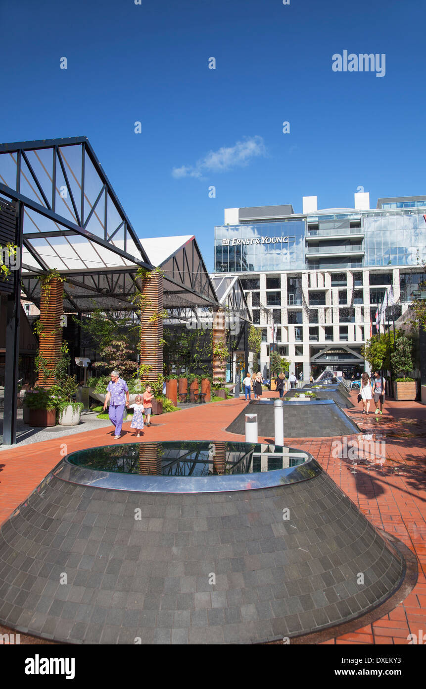 Outdoor shopping mall in Britomart precinct, Auckland, North Island