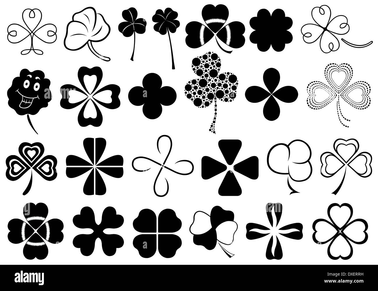 Set of different clovers set Stock Photo - Alamy