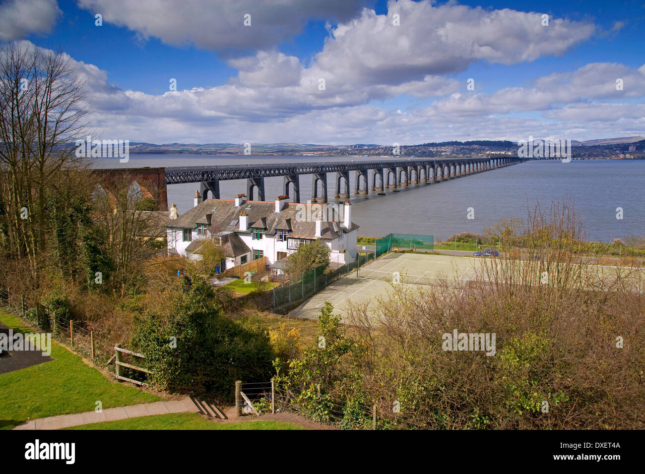 The Tail Rail Bridge as seen from Wormit, Tayside. Stock Photo