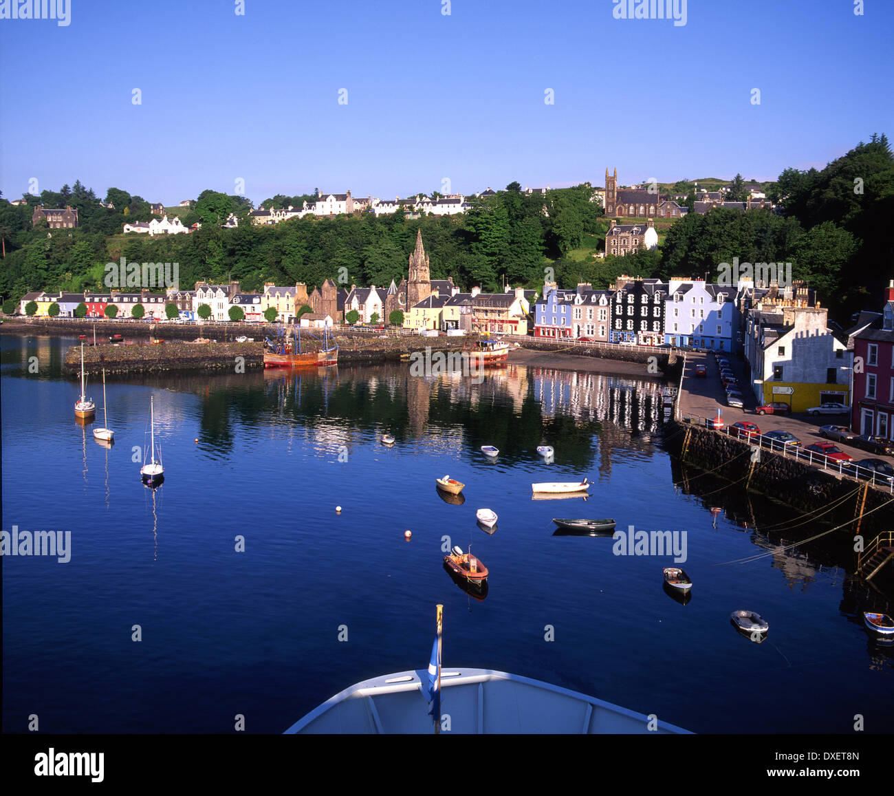 Tobermory  as seen from the bridge of the M.V.Lord Of The Isles, Isle of Mull, Argyll Stock Photo