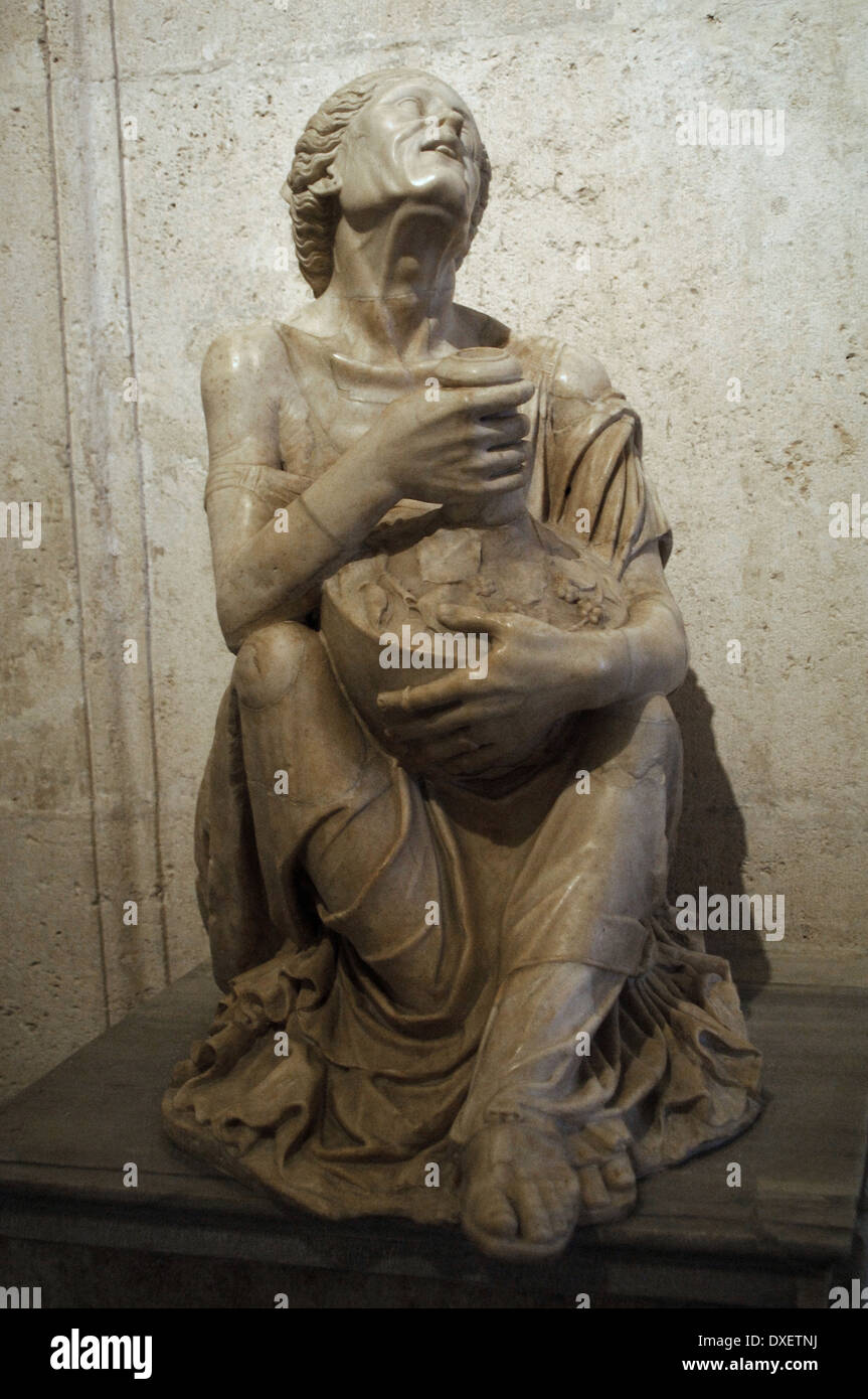 Roman Art. Italy. Drunk old woman. Sculpture. Marble. Copy from hellenistic period, 3rd century B.C. Stock Photo