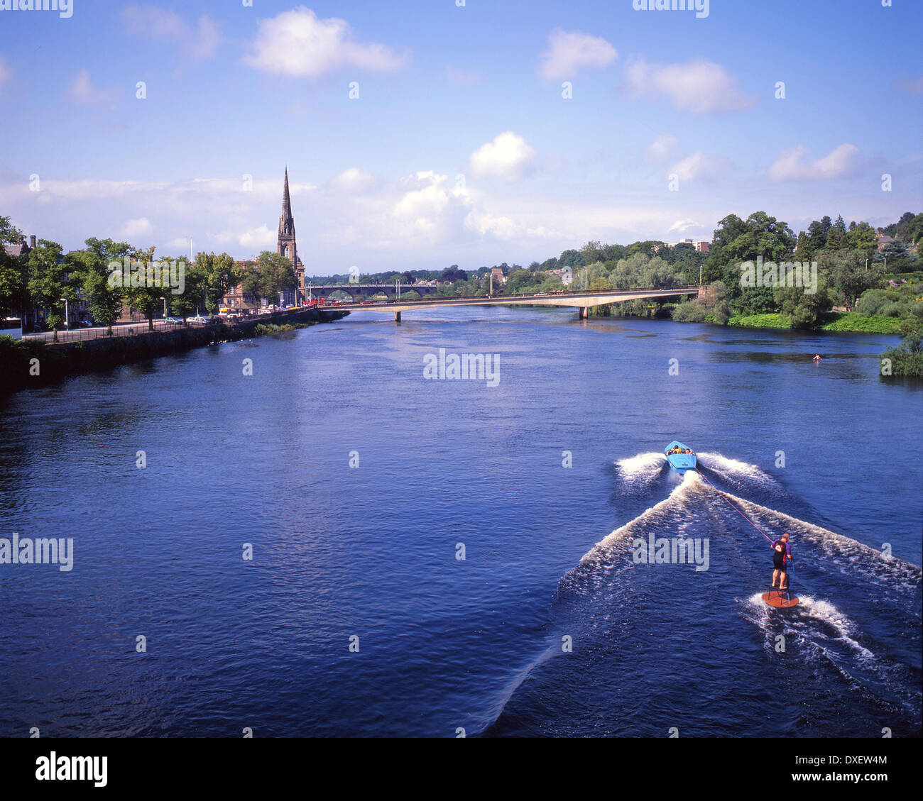 Water skiing on the river Tay, Perth Stock Photo Alamy