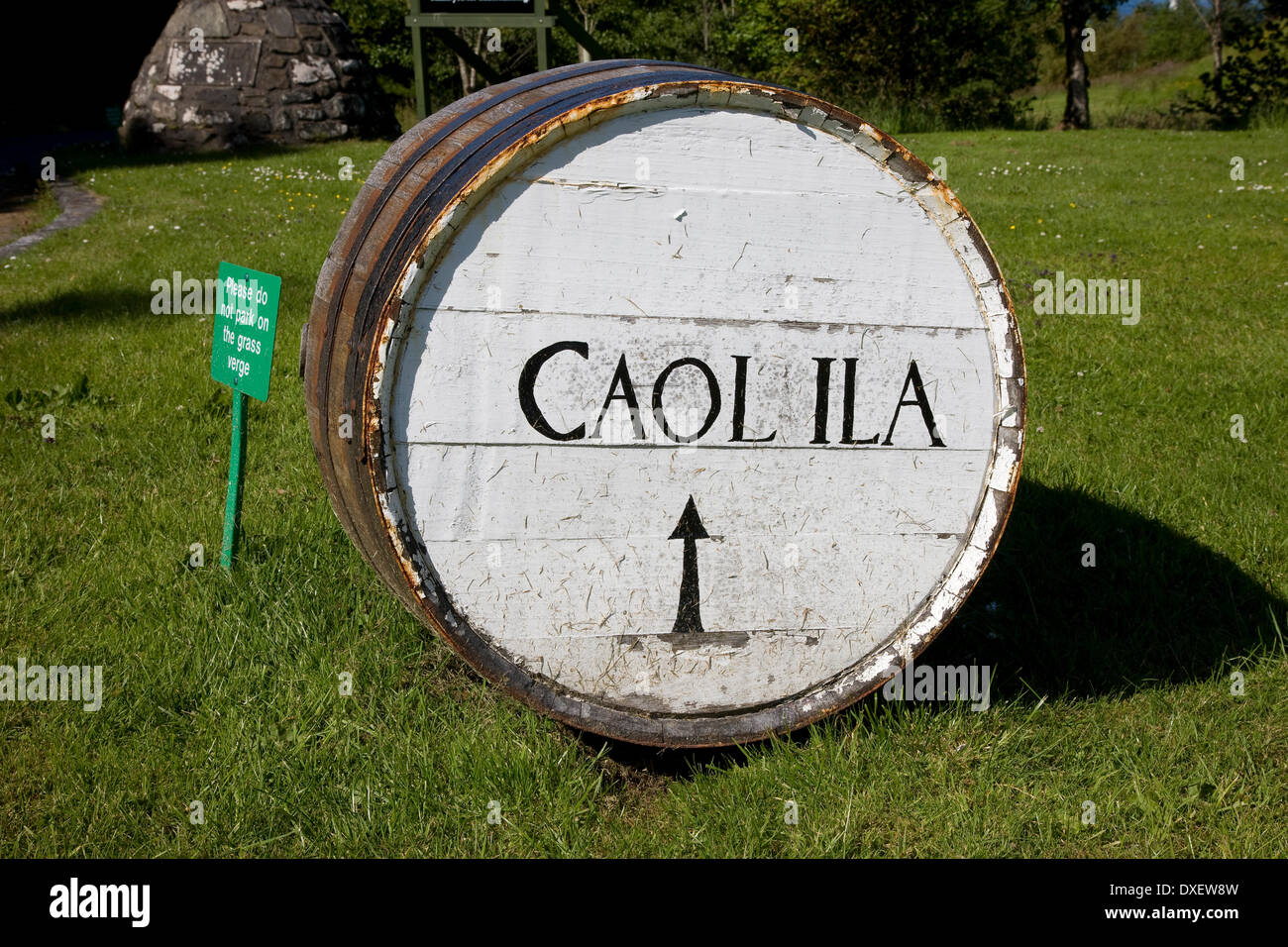 Whisky Barrel, Caolila Distillery, Islay Stock Photo