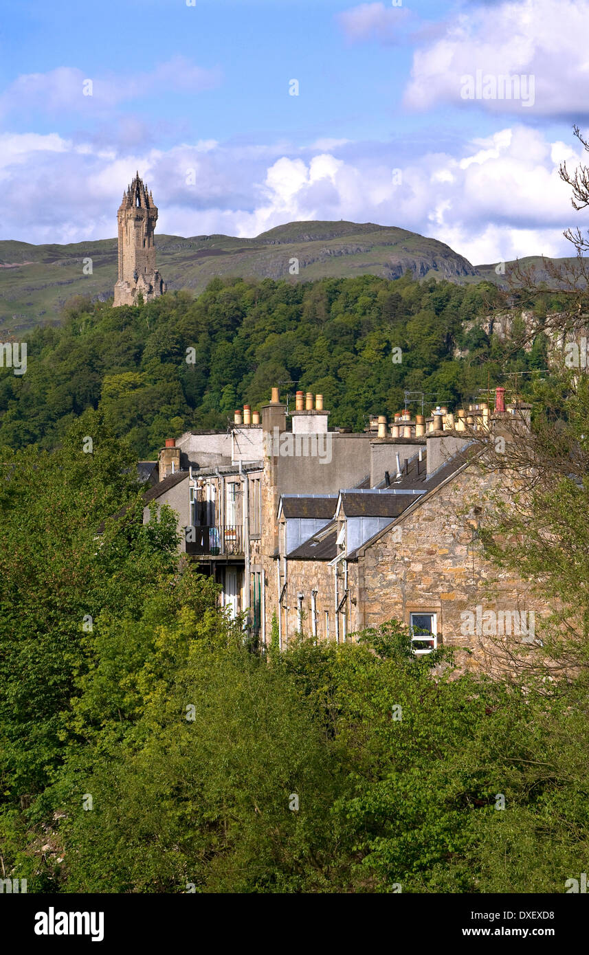 Wallace monument from the old Stirling bridge, Stirling. Stock Photo