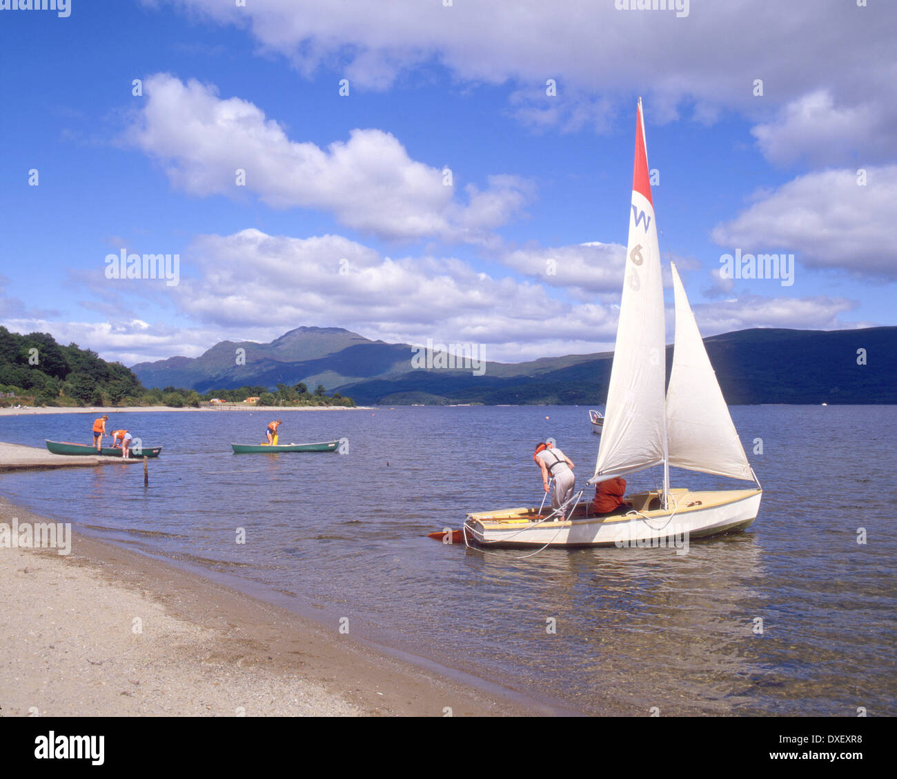 Sailing on Loch Lomond with Ben Lomond in view, Dumbartonshire. Stock Photo