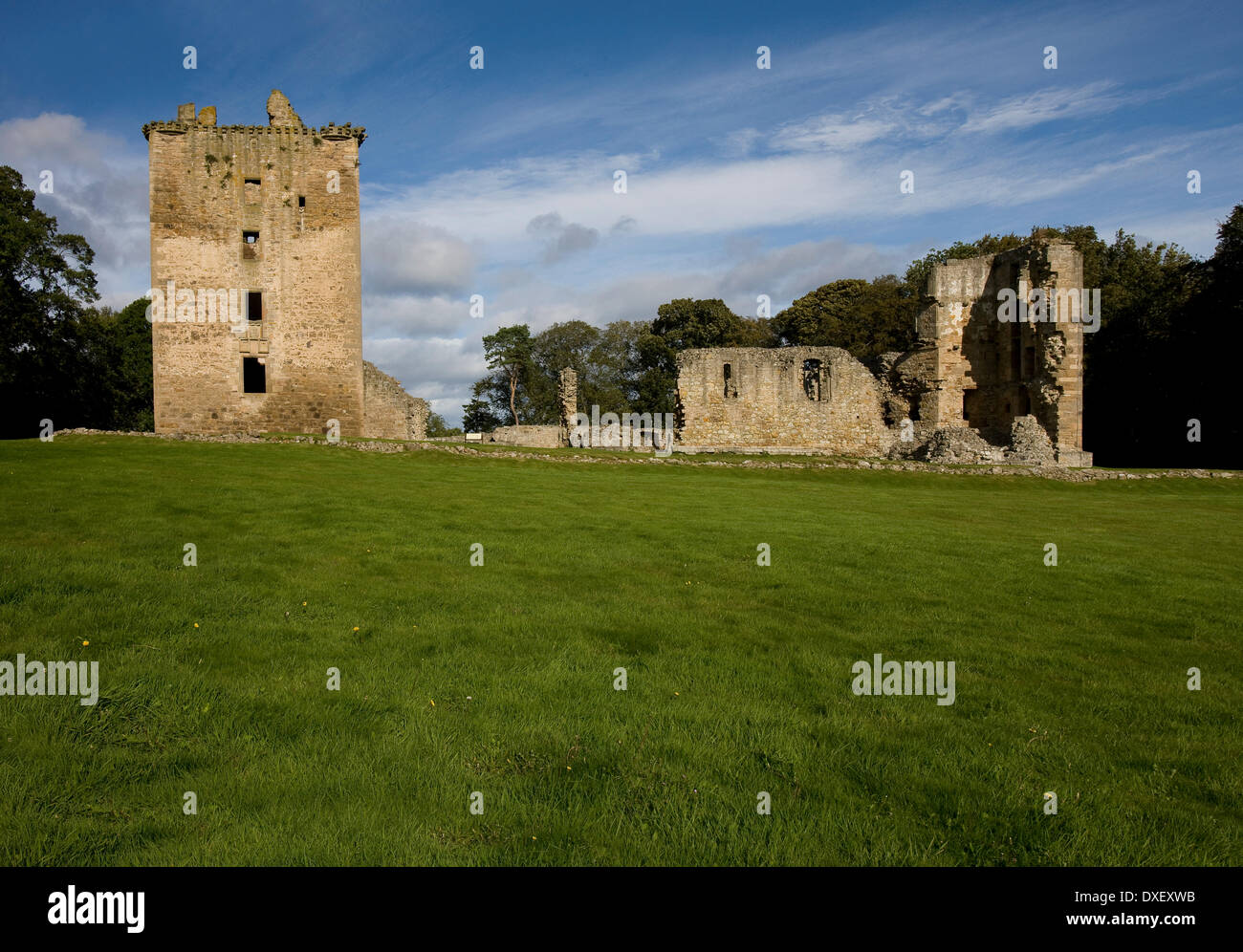 Spynie Palace ruins nr Lossiemouth, Morayhshire. Stock Photo