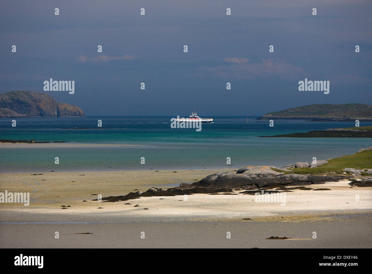 The Eriskay ferry seen here from across Barra's Traigh Mhor sands, Isle