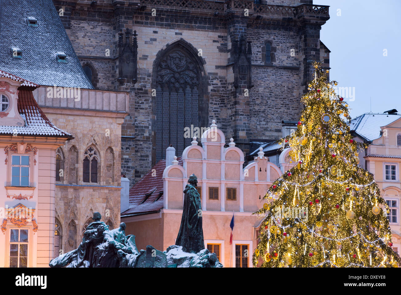 Jan Hus Memorial in the Old Town Square, Prague, Czech Republic Stock Photo