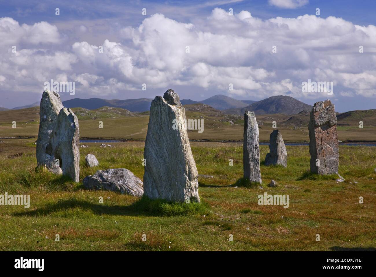 The smaller stone circle at Callanish, isle-of-Lewis, Outer -Hebrides. Stock Photo