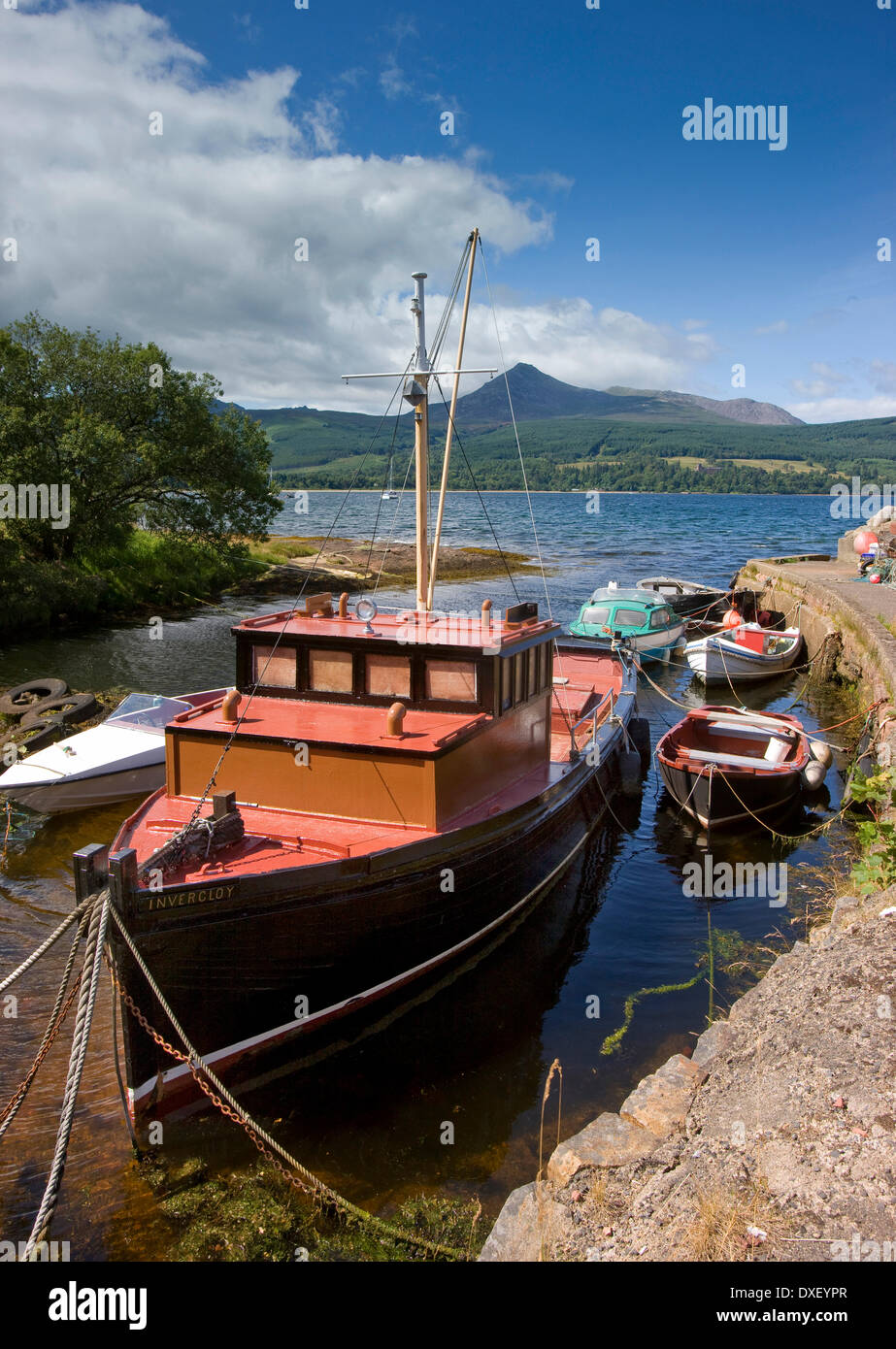 Goatfell seen from the old pier, Brodick, Arran Stock Photo