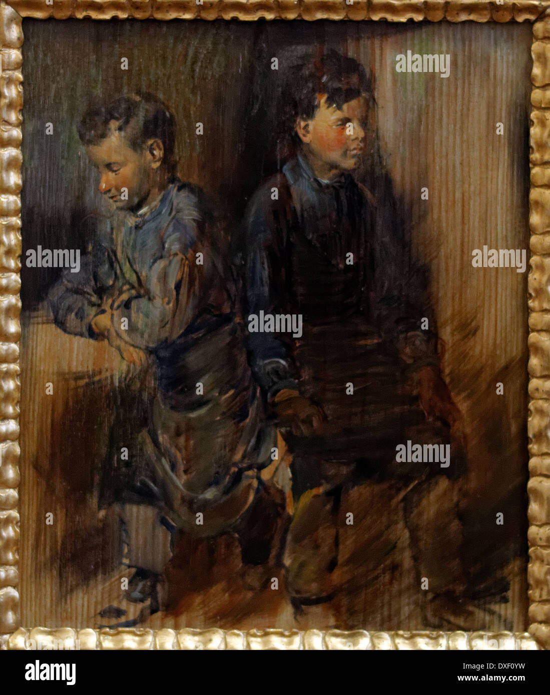 Wilhelm Busch - The Two Cobbler's Apprentices - 1875 - XIX th century - German school - Alte Nationalgalerie - Berlin Stock Photo