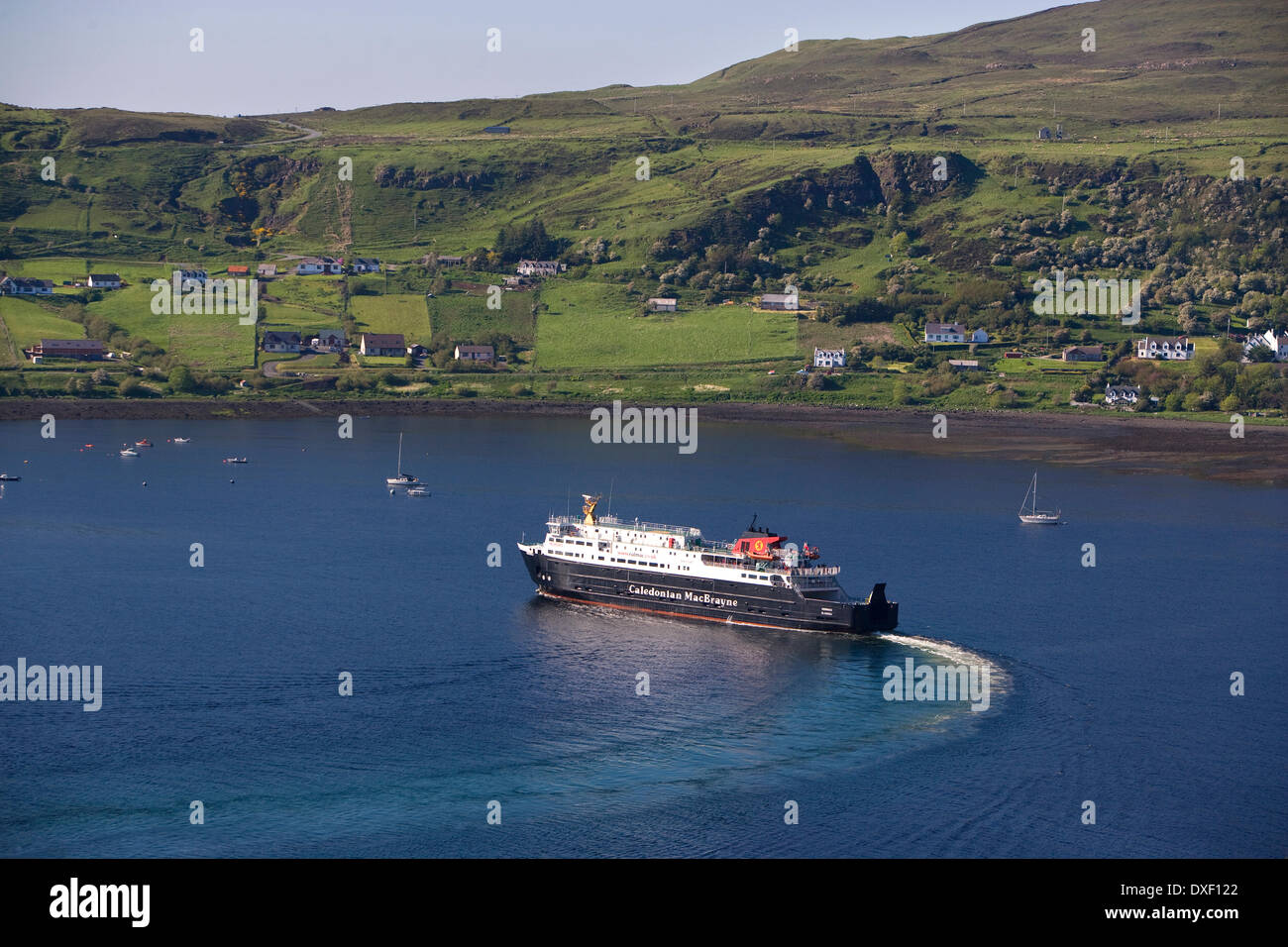 The M.V.Hebrides arrives in Uig Bay, isle of Skye. Stock Photo