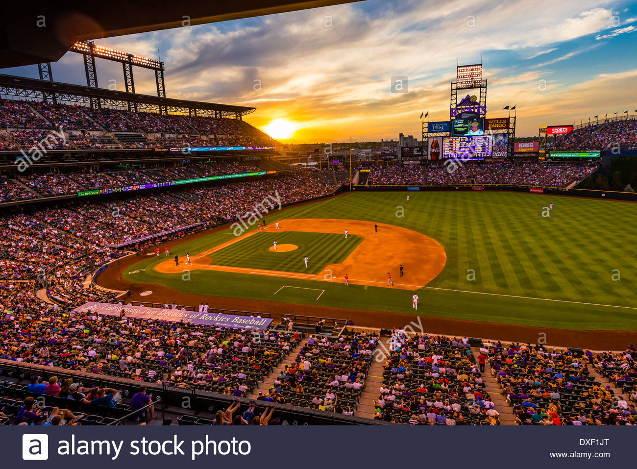 Colorado Rockies baseball game at Coors Field, Downtown Denver Stock